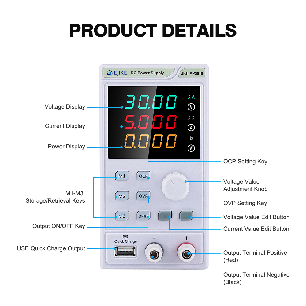 EJIKE DC Power Supply 300W Pro - Programmable Dc Power Supply 60V 10A ulasan dan harga